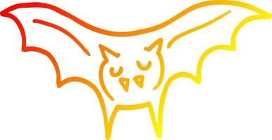 warm gradient line drawing cartoon vampire bat vector