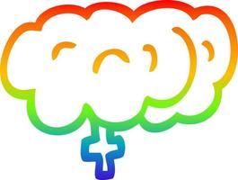 rainbow gradient line drawing cartoon human brain vector