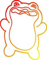 warm gradient line drawing cartoon frog vector