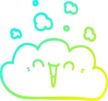 línea de gradiente frío dibujo nube de humo de dibujos animados vector