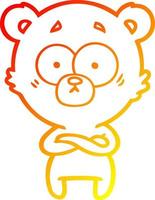 warm gradient line drawing surprised bear cartoon vector