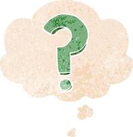 cartoon question mark and thought bubble in retro textured style vector