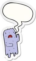 cartoon ghost and speech bubble sticker vector