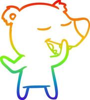 rainbow gradient line drawing cartoon bear vector