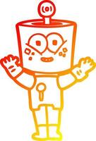 warm gradient line drawing happy cartoon robot vector