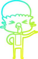 cold gradient line drawing disgusted cartoon alien vector