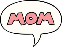 cartoon word mom and speech bubble vector