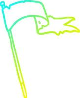 cold gradient line drawing cartoon waving white banner flag vector