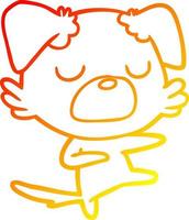warm gradient line drawing cartoon dog vector