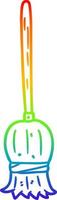 rainbow gradient line drawing cartoon broom vector