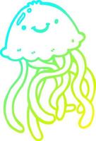 cold gradient line drawing cartoon happy jellyfish vector