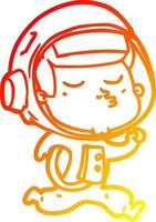 warm gradient line drawing cartoon confident astronaut running vector