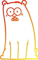 warm gradient line drawing cartoon surprised bear vector
