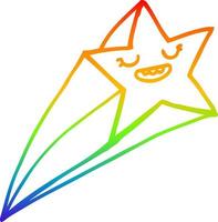 rainbow gradient line drawing cartoon shooting star vector