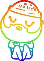 dibujo de línea de gradiente de arco iris hombre de dibujos animados con barba vector