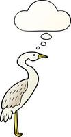 cartoon stork and thought bubble in smooth gradient style vector