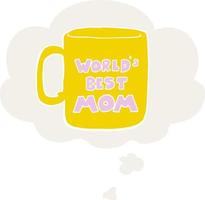 worlds best mom mug and thought bubble in retro style vector