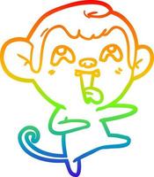 rainbow gradient line drawing crazy cartoon monkey vector