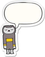 cartoon robot and speech bubble sticker vector