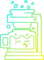 máquina de café de filtro de dibujos animados de dibujo de línea de gradiente frío vector