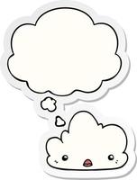 cute cartoon cloud and thought bubble as a printed sticker vector