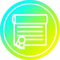 certificado de diploma circular en espectro de gradiente frío vector