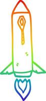 rainbow gradient line drawing cartoon space rocket vector