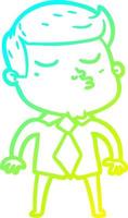 cold gradient line drawing cartoon model guy pouting vector