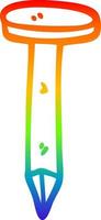 rainbow gradient line drawing cartoon brass nail vector