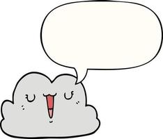 cute cartoon cloud and speech bubble vector