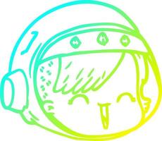 cold gradient line drawing cartoon happy astronaut face vector