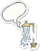 cartoon shower and speech bubble distressed sticker vector