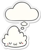 cute cartoon cloud and thought bubble as a printed sticker vector