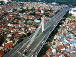 Bandung, West Java-Indonesia, May 19, 2022 - A beautiful aerial view, the Pasupati Flyover is the pride of the people of Bandung. photo