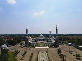 Cirebon, West Java-Indonesia, January 21, 2022 - Beautiful aerial view - Great Mosque of Indramayu Islamic Center. photo