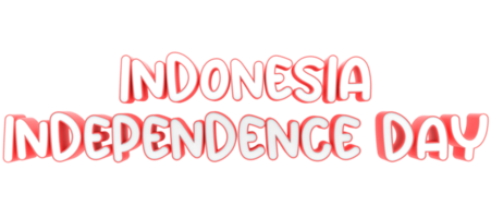 text indonesia independence day red and white color bold style 3d illustration rendering in transparent background png