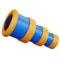 Telescopio azul de renderizado 3d aislado png