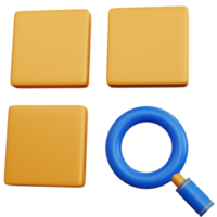 3d rendering yellow icon app search isolated png