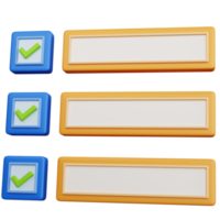 3D-rendering blauwe checklist met vinkje geïsoleerd png