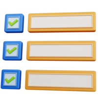 3d rendering blue check list with check mark isolated png