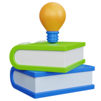 3d rendering two stack book with lamp isolated png