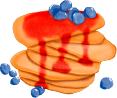 illustrazione del pancake dell'acquerello disegnato a mano isolato su priorità bassa bianca png