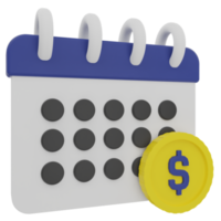 calendrier de paiement illustration 3d png