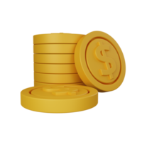 monedas de representación 3d o dinero aislado útil para la ilustración de diseño de negocios, empresas y finanzas png