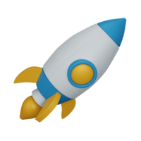 3d rendering rocket or launch isolated useful for business, company and finance design illustration png