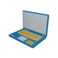 Computadora portátil o computadora de representación 3d aislada útil para el diseño de negocios, empresas y finanzas png
