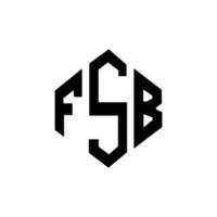 FSB letter logo design with polygon shape. FSB polygon and cube shape logo design. FSB hexagon vector logo template white and black colors. FSB monogram, business and real estate logo.