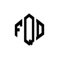 FQD letter logo design with polygon shape. FQD polygon and cube shape logo design. FQD hexagon vector logo template white and black colors. FQD monogram, business and real estate logo.