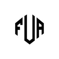 FUA letter logo design with polygon shape. FUA polygon and cube shape logo design. FUA hexagon vector logo template white and black colors. FUA monogram, business and real estate logo.
