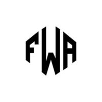 FWA letter logo design with polygon shape. FWA polygon and cube shape logo design. FWA hexagon vector logo template white and black colors. FWA monogram, business and real estate logo.